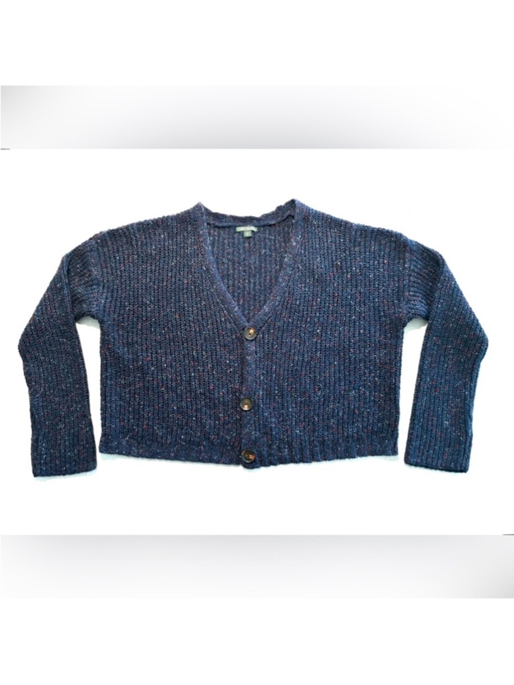 Ribbed Boyfriend Cropped Cardigan Sweater Confetti Blue Women’s Size XXL